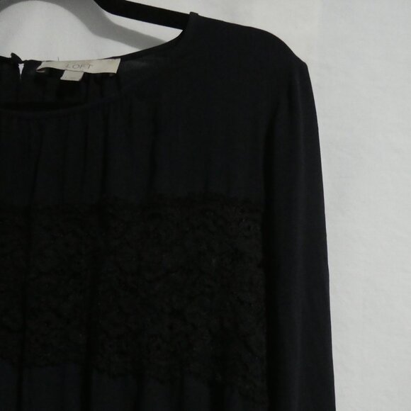 LOFT | large | Black Long Sleeve Blouse | Single Button Back Closure - Picture 5 of 14